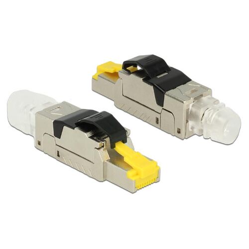 DeLOCK 86285 connecteur de fils RJ45 Noir, Transparent et Jaune