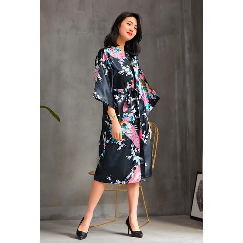 Peignoir D'Intérieur Satin Kimono Déshabillé Robe De Chambre Xl