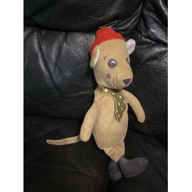 Doudou Ikéa Peluche Chien Beige Cravate Verte à Pois Chapeau Rouge 21 CM