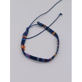 Bracelet Brésilien Tissé,Fils Multicolores, Lien Bleu Foncé,Reglable