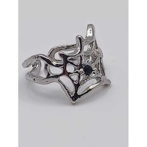 Bague Métal Argenté,Toile D'Araignée ,Bague Ouverte,Taille 17.20 Mm