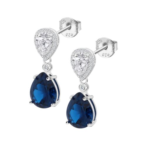 Boucles D'oreilles Lotus Silver Poire Bleue