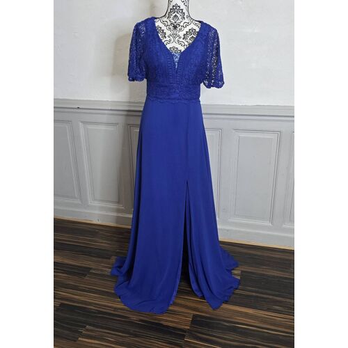 Robe Cérémonie Bohème Manche Courte Dentelle Bleu Roi Taille 38 M