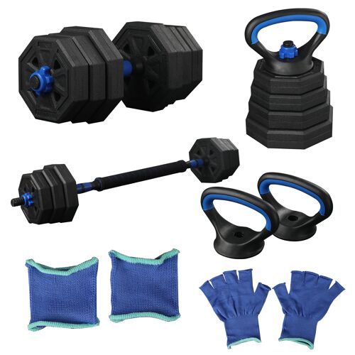 Halteres Reglables 4 En 1 Set De Poids 30 Kg Convertibles En Barre Kettlebell Et Poignees De Pompes Ideal Pour Musculation A Domicile - Hct Style®