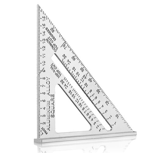 Equerre Menuisier 180 mm WORKPRO, Equerre Charpentier Triangulaire en Alliage d'Aluminium Metrique, Haute Precision Mesure Outillage pour Charpentier, Couvreur, Ingenieur