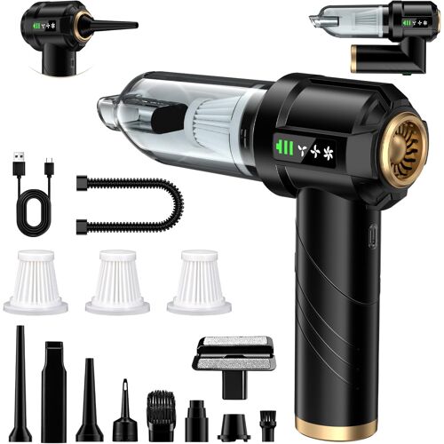 VornixorSarlshopAspirateur à Main 4 en 1, Aspirateur Voiture 28000 PA Puissant, Moteur sans Brosse, Aspirateur à Main sans Fil, 3 Vitesses 250 000 TR/Min, pour Voiture, Cuisine et Nettoyage des Poils