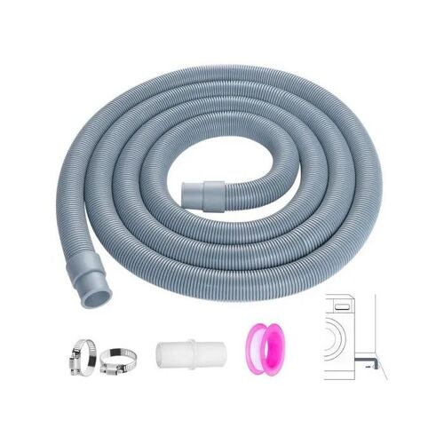 Kit de Rallonge Tuyau Vidange - ILAUKE - 2,5m - Flexible 20mm - Adaptateur Inclus - Colliers Inox