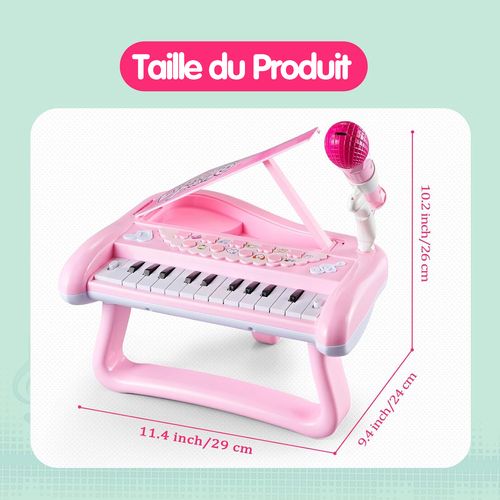 Clavier Piano Enfant 3 Ans, Norkbeng, Jouet Piano Enfant 22 Touches avec Microphone, Instrument de Musique Portable Multifonction, Cadeau pour Fille Garçon Bébé
