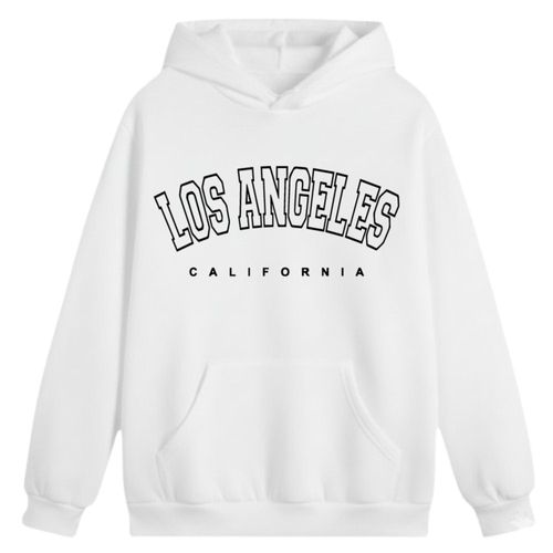 Sweat À Capuche Mixte Enfant Los Angeles Blanc - Streetwear Mode (Taille 7-8 Ans,Couleur Blanc)