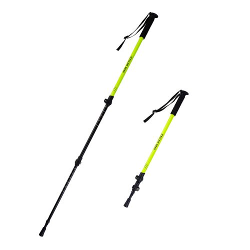 Bâton De Trekking Ultraléger En Aluminium 3 Sections - Bâton De Randonnée Réglable Pour Tous Terrains Vert