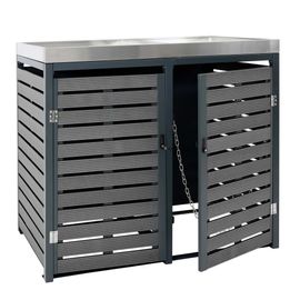 Abris Poubelles Verrouillable Avec Bac À Plantes 124 X 146 X 102 Cm Wpc Métal Anthracite 04_0007013
