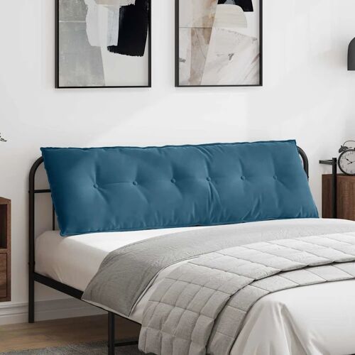 Vidaxl Coussin De Dos Bleu 160 X 50 Cm Tissu En Velours Côtelé