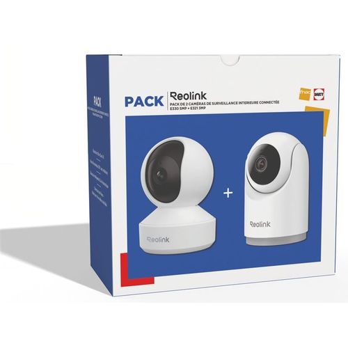 Pack de 2 caméras de surveillance connectée Reolink E330 5MP intérieure Blanc + E321 3MP Blanc