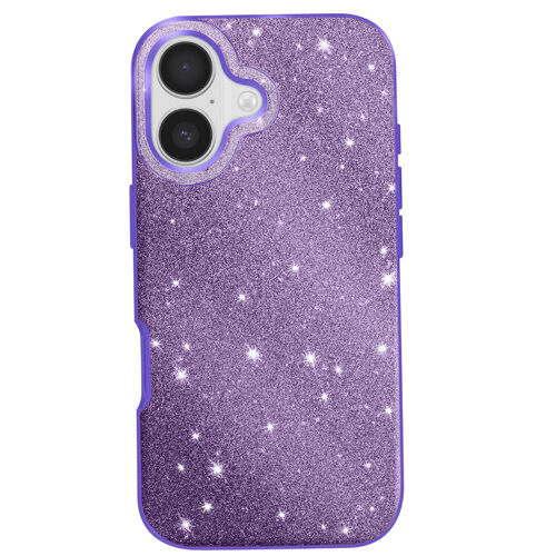 Coque pour iPhone 17 Conception Bi-Matière et Finition Pailletée Violet
