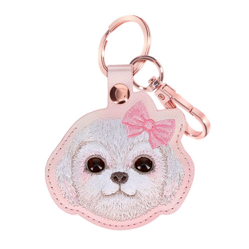Porte-clés AirTag pour Tracker GPS Nimmy Friends Bichon avec Fixation en Métal Rose