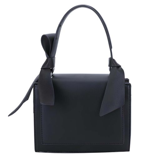 Sac à Main pour Femme Mignonne avec N?uds Décoratifs et Rabat Rigide Gallantry Noir