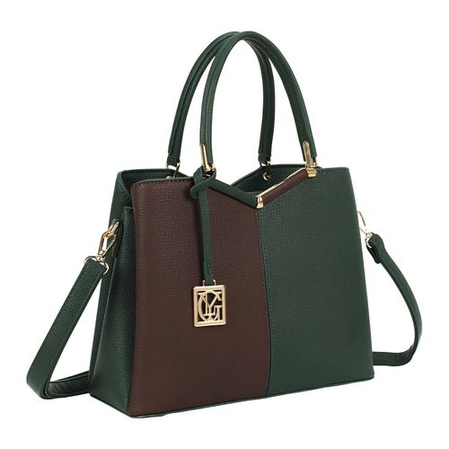 Sac à Main pour Femme Élisa Effet Grainé avec Pendentif Doré et Bandoulière Gallantry Vert sapin