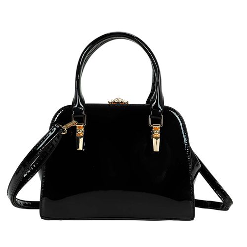 Sac à Main de Soirée pour Femme Vernis avec Perles et Bandoulière Gallantry Noir