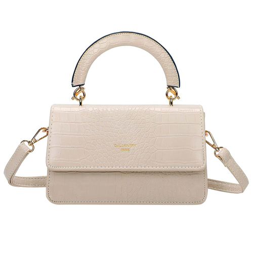 Sac à Main pour Femme Chic à Effet Croco avec Poignée Rigide et Bandoulière Gallantry Beige