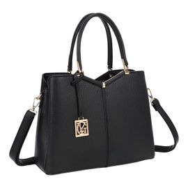 Sac à Main pour Femme Élisa Effet Grainé avec Pendentif Doré et Bandoulière Gallantry Noir