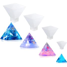 Kit De 4 Moules Pyramides En Silicone (4 Dimensions) - Pour Résine Époxy, Orgonite Et Bijoux