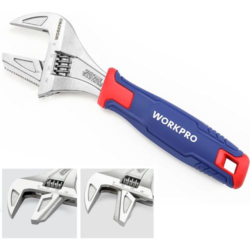 Clé à Molette et Pince Multiprise 2 en 1 en Cr-V WORKPRO, avec Grande Ouverture 42 mm et Poignée Bi-Matière, Longeur 200mm