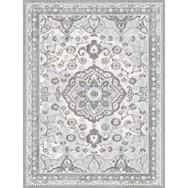 Tapis Gris Élégant À Motif Oriental Classique