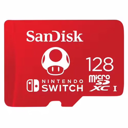 Carte mémoire micro SD SanDisk 128 Go rouge pour Nintendo Switch - UHS-I U3 - microSDXC