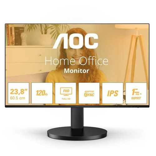 AOC Basic-line 24B3HA2 - Écran LED - 24" (23.8" visualisable) - 1920 x 1080 Full HD (1080p) @ 100 Hz - IPS - 250 cd/m² - 1 ms - HDMI, VGA - haut-parleurs - noir