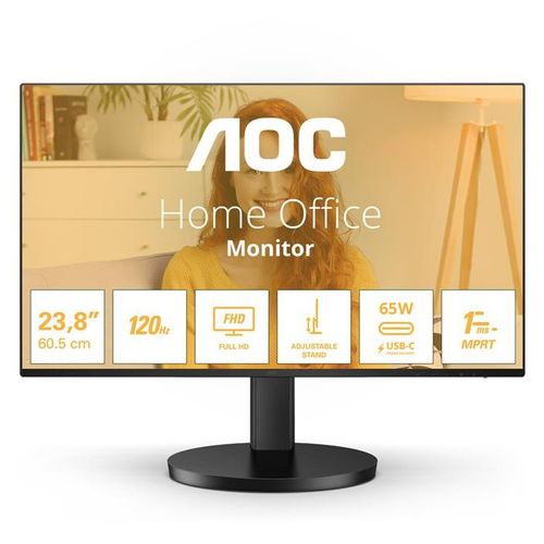 AOC Basic-line 24B3CF2 - Écran LED - 24" (23.8" visualisable) - 1920 x 1080 Full HD (1080p) @ 100 Hz - IPS - 250 cd/m² - 1300:1 - 1 ms - HDMI, USB-C - haut-parleurs - noir