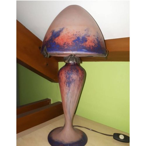 Lampe champignon en pâte de verre signée