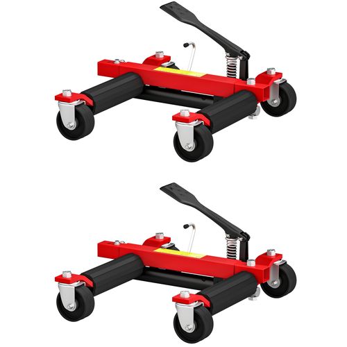 Lot De 2 Chariots De Manutention De Voiture Capacité 680 Kg, Chariot De Déplacement, Largeur De Pneu 22,8 Cm, Roues Rotatives À 360 °, Pour Réparation Et Déplacement De Véhicules, Noir