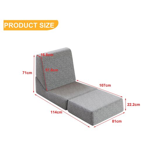 Canapé-lit pliable triple mousse - gris