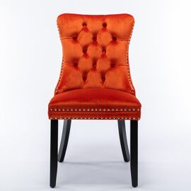 Nikki Collection Chaise 2pcs, velours capitonné/pieds bois, orange DE2001OG