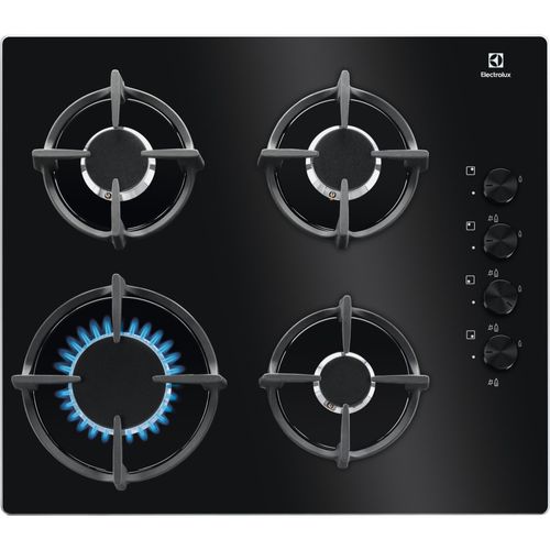 Electrolux Plaque de cuisson Gaz Série 600 Gas on Glass 60 cm KGG6407K Noir