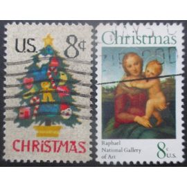 Etats-Unis N°1006 Et 1007 Noel Oblitérés