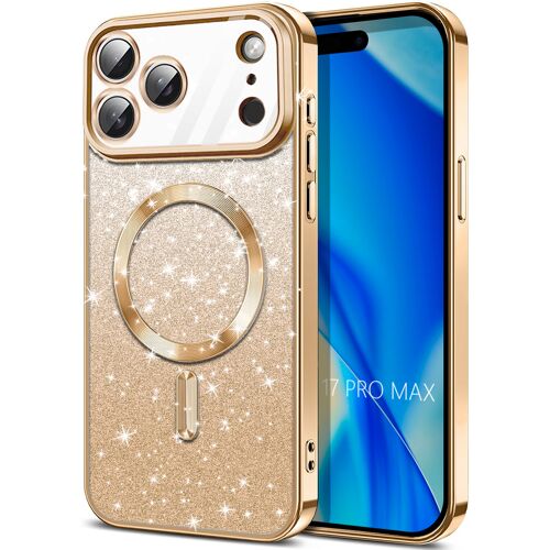 Coque pour iPhone 17 Pro Max, Silicone Anti-Rayures avec Cercle Magnétique - Doré Pailleté - E.F.Connection