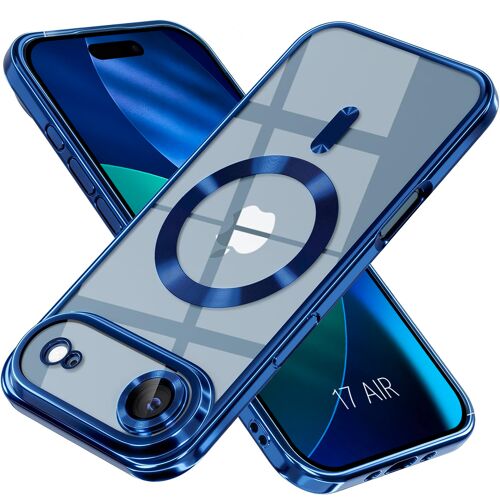 Coque pour iPhone Air, Protection Antichoc Contour Chromé Bleu avec Cercle Magnétique - E.F.Connection
