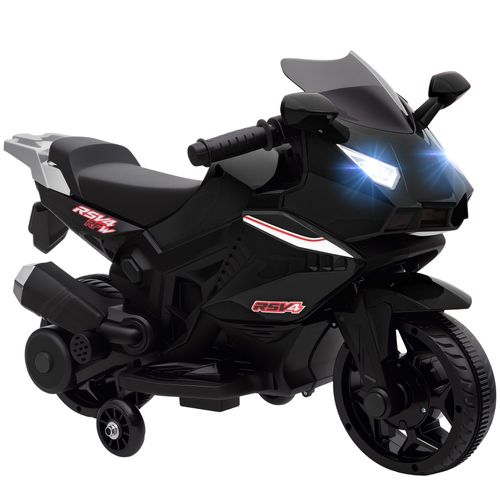 Moto Électrique Enfant De Sport Rsv4 6v 2,5 Km/H Effets Lumineux Sonores Stabilisateurs Amovibles