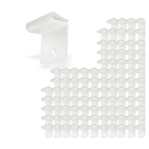 Lot De 100 Pinces De Plafond Pour Plafonds À Grille / Plafonds Odenwald Pour Profil En T De 24 Mm | Languette Verticale / 90° | Avec ?illet Ø 5,0 Mm | Plastique Transparent