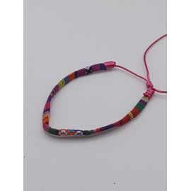 Bracelet Brésilien Tissé,Fils Multicolores, Lien Rose Foncé,Reglable