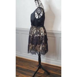 Robe Soirée Courte Noir Dentelle Noir  Haut Satiné Ceremonie Taille 36 S