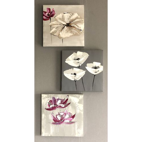 3 Tableaux floraux 28 x 28 cm