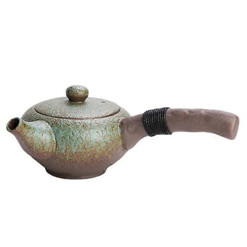 Théière Japonaise Rustique En Céramique, Service À Thé Kung Fu, Petite Théière Domestique Avec Poignée Latérale Et Filtre Rétro (Théière Verte À Poignée Latérale)