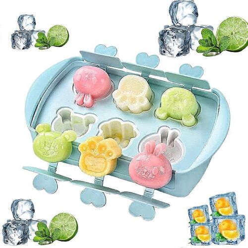 Moules À Glace En Silicone Kawaii 3d En Forme De Patte De Lapin Et De Chat, Moules À Glace Mignons, Moules À Gâteaux, Moule À Fromage, Qualité Alimentaire (Bleu)