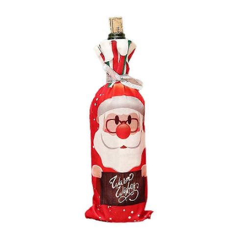 Housses/sacs pour bouteilles de vin de Noël Housses pour bouteilles de vin de fêtes Père Noël, bonhomme de neige et