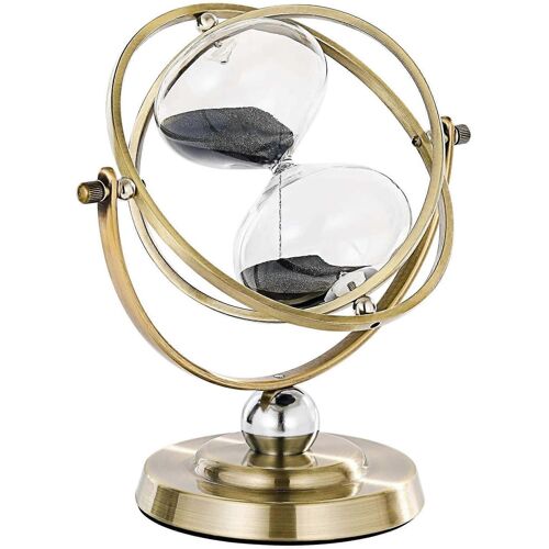 Grande pendule de sable noire antique rotative pour la décoration de bureau à domicile