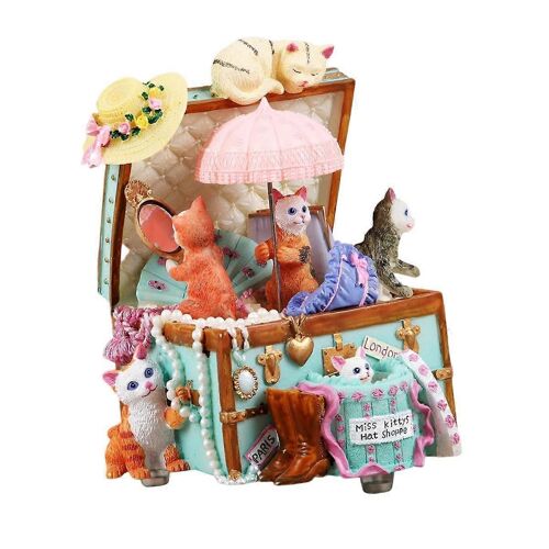 Chat de Noël en coffret cadeau, statue, sculpture animale, objet de collection, décoration de bureau moderne en résine pour bureau ou chambre.