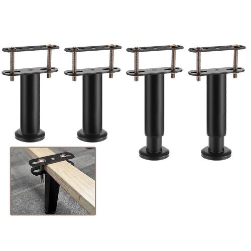 Ensemble de 12 pieds de support centraux réglables en hauteur (7,09 pouces) pour cadre de lit en métal, pieds de remplacement avec base large