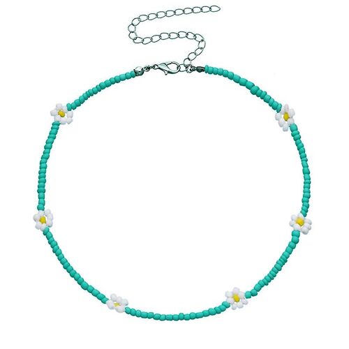Collier Bohème Coloré À Perles, Chaîne Ras Du Cou En Forme De Marguerite